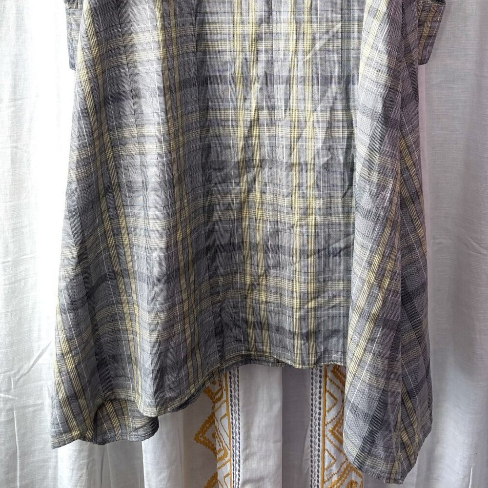 Moussy Plaid Handkerchief Hem Shirt Dress (Size S) Long Sleeve Loose Fit Modest - Picture 10 of 11